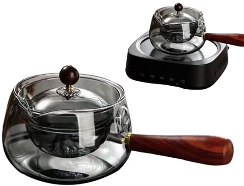 Glass Teapot - Rotatable Tea Kettle, Loose Leaf Brewer | Transparent Heatproof Pitcher, Compact Infuser, Borosilicate Body Offering Precise Tea Steeping, Elegant Brewing