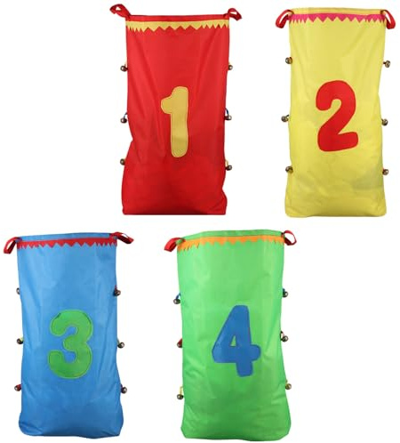 FIXOSHEE Bolsas De Salto Infantiles 1-4 Números para Niños, Juego Al Aire Libre Color Aleatorio, Sacos Divertidos Resistentes y Reutilizables, Set De 4 Piezas para Actividades Escolares