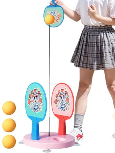 Fogukier Tischtennis-Trainer | Tischtennis-Übungstrainer mit Bällen | Einzelsportzubehör für Kinder und Erwachsene | Spieler, Übung drinnen und draußen, Zuhause, Büro, Fitnessstudio, Garage, Schule