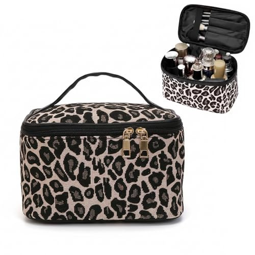 EAVUYIS Trousse de Toilette Femme Homme, Trousse Maquillage, Trousse-Leopard, Sac à Léopard, Grande Toilette pour Le Camping et Les Voyages