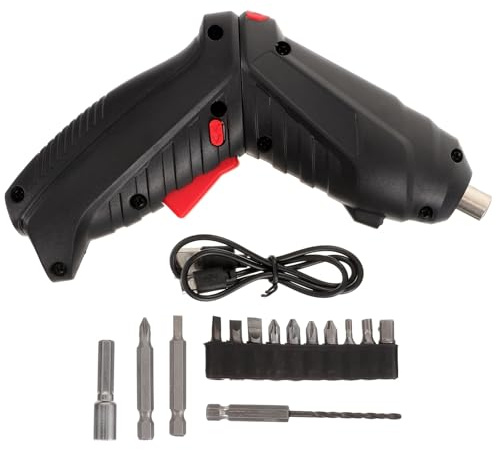 Mini Tournevis Électrique LED Rechargeable 1800mah pour Bricolage | Noir, Poignée Ergonomique Compacte, Batterie Incluse et Câble Usb, Montage de Meubles, Usage DIY