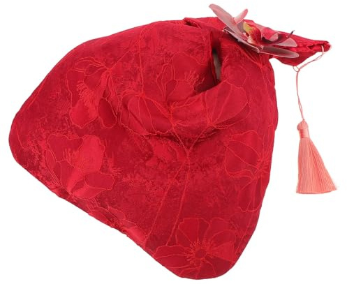FOMIYES Pochette à Main de Poignet Japonaise en Tissu Rouge Fleuri Nœud Paquet à Monnaie Portable Léger pour Femmes Paquet de Rangement Élégant pour Mariages et Festivals Accessoire