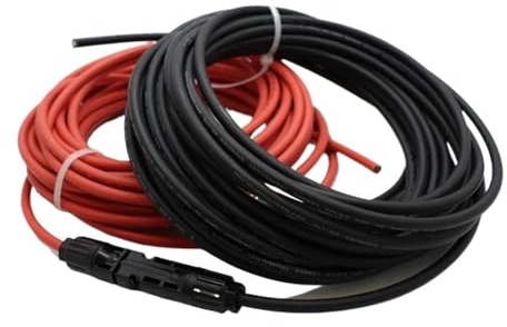 Rallonge de câble photovoltaïque solaire, Assemblée d'extension de câble de picovolte de panneau solaire avec le connecteur rouge et noir 2.5-6mm2 1-10M(6mm2 2M)