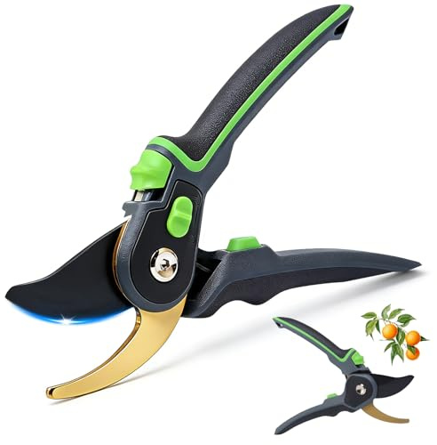 LEADSTAR Tijeras de Podar Profesionales con Mango Antideslizante - Regalo Ideal para el Día del Padre, Corte Bypass Preciso para Rosales y Frutale
