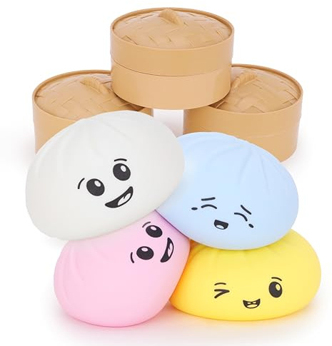 Toyland® Squishy Bao Dumpling Sensorisk Fidgetleksak med Plastånglåda - Klemleksaker för Barn - 1 Slumpmässigt Vald - Åldrar 3+