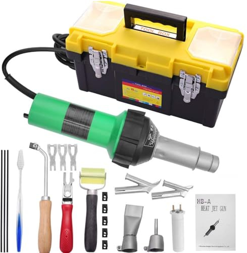 Yabumak Hot Air Gun 1600W 20℃- 600℃,Plastic Welder Tool, Floor Welder Variable Temperature Control 21 Pieces Hot Air Gun Kit, Handheld Plastic Welder DIY Stripping Paint,Shrinking PVC,Home Improvemen