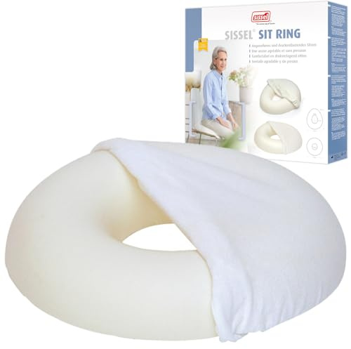 Sissel® Sit Ring Rund | Ergonomischer Sitzring 45 cm | Zur Druckentlastung | Bei Hämorrhoiden & Gesäßschmerzen | Hautfreundlicher Frotteebezug | Waschbar