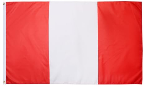 AZ FLAG Drapeau Pérou sans armoiries 150x90 cm Polyester 100D 2 Œillets | Usage intérieur et extérieur Drapeau décoratif civil péruvien Perú sin armas coutures doubles et bords renforcés