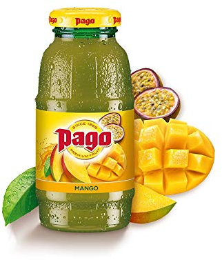 Pago – Mango - Natural Fruit Juice Drink, Vegan Friendly and Gluten Free, 200ml (Pack of 12 Bottles)
