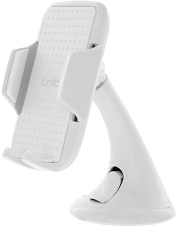 T’NB - Support De Téléphone Voiture Ventouse, Rotation 360°, Mâchoire Compatible avec Tous Les Smartphones Jusqu’à 6 Pouces, Samsung/Huawei/Xiaomi/Apple - Blanc