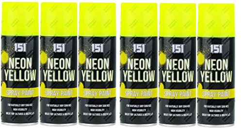6 x 200ml Neon Spray Paint Fluorescent Aerosol Auto Car DIY Art Craft Graffiti (Neon Yellow)