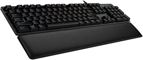 Logitech G513 Mechanical Gaming Keyboard with Palm Rest | RGB LIGHTSYNC, GX Blue Clicky Key Switches, Brushed Aluminum, Customizable F-Keys, USB, QWERTY UK - Carbon/Black