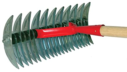 Schneidrechen 35 cm Vertikutierer Rasenlüfter Handvertikutierer Harke mit Stiel