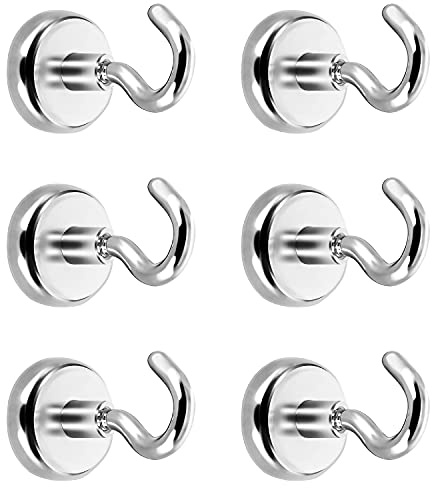Tonpop Ganchos Magnéticos, Imanes con Gancho, Super Fuerte Ganchos de imán de neodimio Ganchos magnéticos de 16mm (6 Pack)