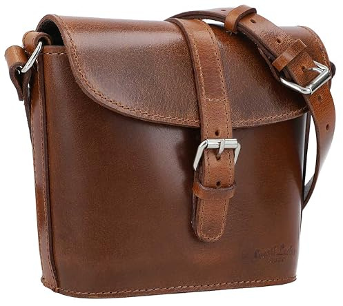 Gusti Nantje Leder Umhängetasche Damen – Schultertasche & Handtasche, Vintage Echtleder Braun
