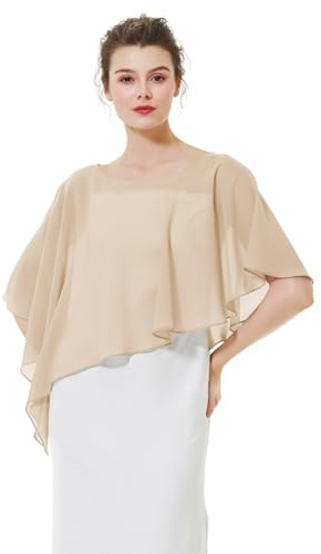 BEAUTELICATE Damen Chiffon Schal Stola Eleganten Cape Umhang für Braut Sommer Hochzeits Festliche Abendkleid Weiß, Einheitsgröße