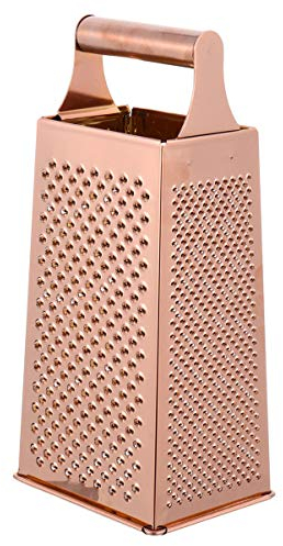 DOITOOL Box Grater 4- Sided Stainless Steel Kitchen Cheese Grater with Handle for Cheese, Vegetables, Ginger, Handheld Food Shredder (Rose Gold)