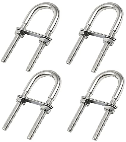 Niaciswe Staffe a u 4 Pezz Staffa a U Bulloni Bulloni Acciaio Inox Kit Bulloni a U in Acciaio Inox 304 Viti e Bulloni Bulloni e Dadi Argento Bulloni per Applicazioni Industriali 78 x 41.5 mm