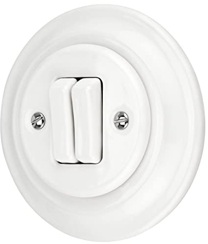 Incasso Porcellana Retro Doppio Interruttore All-in-One, Serie PR1 Bianco