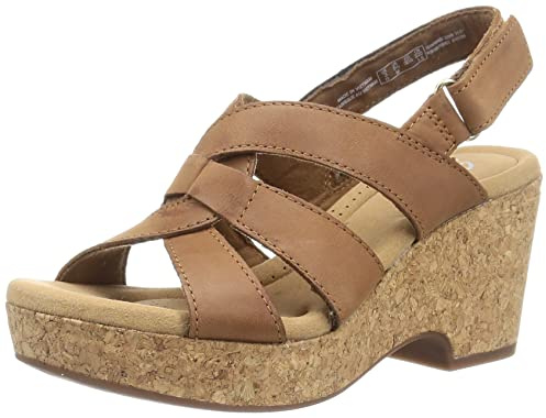 Clarks dam Giselle strandsandal, gulbrunt läder, 6 UK, Gulbrunt läder, 39.5 EU