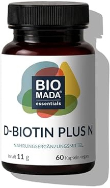 BIOMADA D-Biotin PLUS N 60 Kapseln Mikronährstoffe für Haut Haare Nägel mit Zink Biotin Pantothensäure Vegetarisch Glutenfrei Laktosefrei