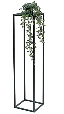 DanDiBo Sgabello per fiori in metallo nero, rettangolare, 100 cm, tavolino da tavolo 96351