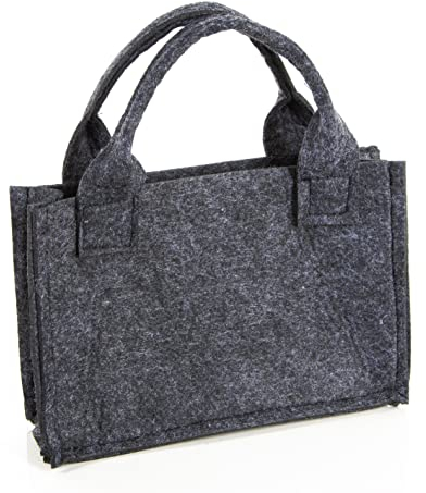 Logbuch-Verlag Filztasche dunkelgrau rustikal mit Henkel 21 x 14 x 6 cm Filz Geschenkverpackung Geburtstag rustikal