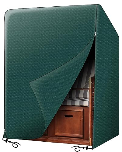 PATIO PLUS Strandkorb Schutzhülle Gewebe Wetterfest Wasserdicht Reißfest-UV, 125x90x165/130cm(Grün)