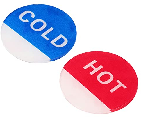 PATIKIL Auto Adesivo Caldo/Freddo Acqua Etichetta, 3 Coppie/6pz Acrilico Rotondo Adesivo Segni per Rubinetti Lavelli, Rosso/Blu