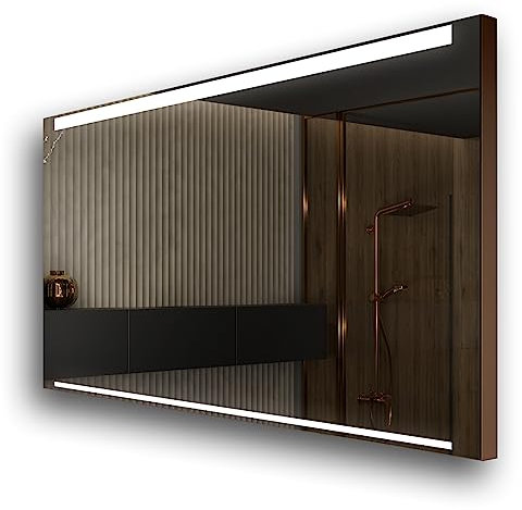 FORAM Badspiegel mit Beleuchtung - Led Spiegel Bad - 70x70 - Badezimmerspiegel Nach Maß - auf Individuelle Bestellung Gefertigt - Modernes Design - Mit Rahmen