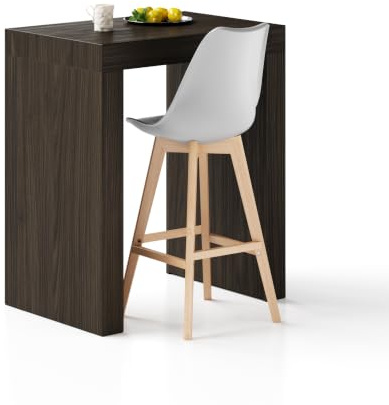 MOBILI FIVER, Mesa Alta Evolution 90x60, Nogal Americano, Mesa Auxiliar de Cocina para 2 Personas, Made In Italy