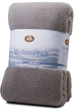 Gözze - Wolkenweich Kuscheldecke, Schaffellimitat, 100% Polyester (Mikrofaser), 150 x 200 cm - Silber
