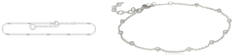 THOMAS SABO Damen Fußkette klassisch 925 Sterlingsilber AK0031-001-21-L27v & Damen Fußkettchen Fußkette Kugeln 925 Sterling Silber AK0002-001-12-L27v