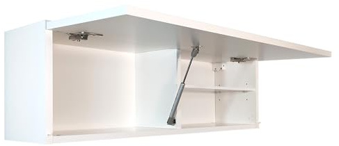 Milionmeblicom Badezimmerschrank Laura Hängeschrank Badezimmermöbel Klappbarer Badezimmer Wandschrank Teleskopöffnung - Mattweiß/Mattweiß, Maße 30 x 80 x 23 cm