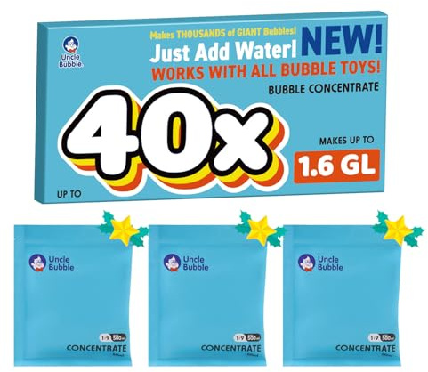 Uncle Bubble Concentrated Bubble Solution (up to 6L/1.6 Gallons) Regular Bubbles for Bubble Machine, Bubble Gun, Bubble Wands, Bubble Mower, Bubble Juice Refills. Make 3L/0.8 Gallons for Giant Bubble