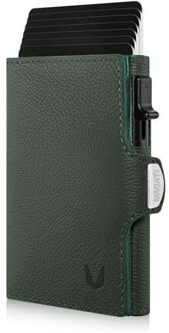 MAGATI Slim Wallet Zani aus Leder mit Fundservice, Kartenetui - Geldbörse mit Münzfach & RFID Blocker, Portmonee mit Kartenhalter & Geldscheinfach, Grün