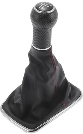 VekAuto 5 Palanca De Cambios Manual De Velocidad Con Cubierta Compatible Para Vw Golf 4 1997-2005, Perilla De Palanca De Cambios Duradera De Plástico Imitación Cuero Negro Y Rojo