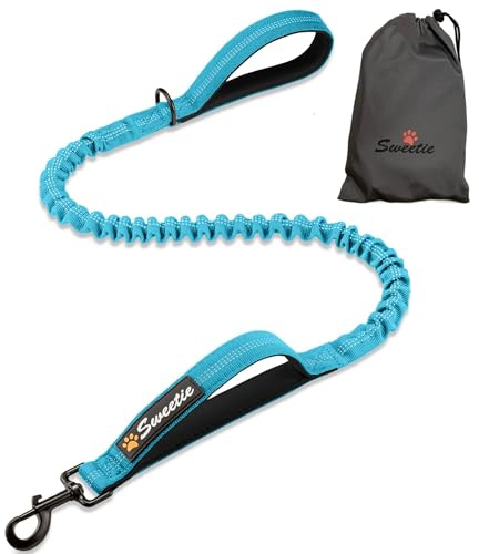 Sweetie Guinzaglio elastico per cani – Guinzaglio ammortizzante che ammorbidisce tira e si ferma – Anello imbottito in neoprene e maniglie per il traffico per un maggiore comfort – riflettente per