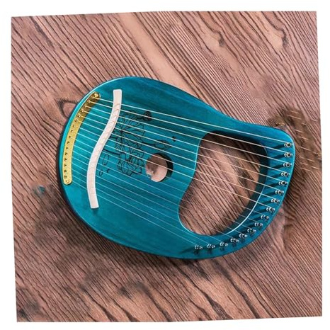 harfe instrument Blaue Lyra-Harfe 16 Saiten Klavier Musikinstrument Holz Mahagoni Mit Hübschem Aufdruck Und Stimmschlüssel Schwarze Tasche(16 Blue)