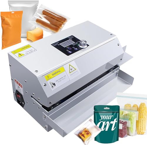 Fablestoryem Macchina Termosaldatrice Commerciale, Macchina Termosaldatrice Automatica per Sacchetti di Plastica per Alimenti da 300W/50Hz, Sigillatrice a Banda Continua, per Piccoli Negozi, Cucina