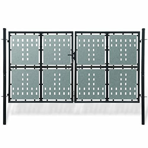 Iiaky Zauntor (Einzeltor) Schwarz 300x225 cm GartentüR Doppelstabmattenzaun Pfosten Zaun Mit TüR