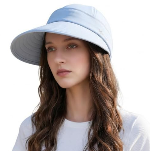 HIQIU Sonnenhut Basecap Damen Visor Cap - Top Abnehmbarer mit Reißverschluss - Verstellbarer UV-Schutz Schirmmütze Damen Sommer Hut für Outdoor Golf und Strand