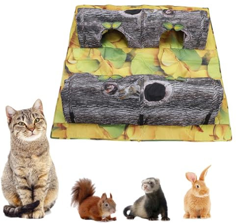 Faltbare Katzentunnel-Spielzeug-Interaktive Matte, Bissfeste Katzen-Spielmatte für Zuhause mit Polsterung, Weiche Haustier-Spielmatte, Katzenkanal-Spielzeug-Spieldecke für das