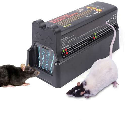 Rattenfalle Elektrisch, Elektrische Nagerfalle Killer für Zuhause, Professionelle Mausefalle, 7000V Hochspannung, Duale Stromversorgung, für den Innenbereich, für Mäuse, Hamster, Wühlmäuse