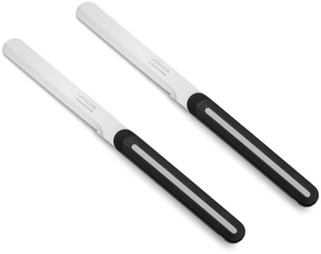 Arcos Serie B-Line - Set di 2 coltelli da tavola | Coltelli da colazione - Lama seghettata in acciaio inox NITRUM da 100 mm - Manico in polipropilene - Colore nero