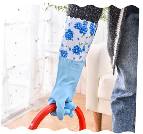 FRCOLOR 2pairs Clean Dishwashing Gloves Household Thickened Kitchen Cleaning Gloves Non-slip Housework for Dishwashing and Laundry Rubber
