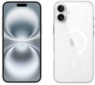 Apple iPhone 16 Plus 256GB: 5G Mobile phone with Apple Intelligence - White + Clear Case with MagSafe