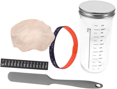 OKUMEYR Barattolo di per Conservare Lievito Naturale con Spatola in Silicone