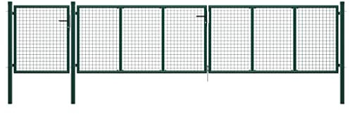 Gartentür aus Metall, Gartentor für Stabmattenzau Zauntor, Hoftor, mit Pfosten, Garten Flügeltore Gartenzaun Tür, 500x75 cm Grün
