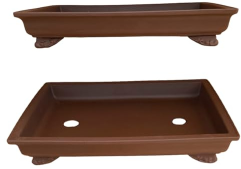 Genérico Maceta Bonsai Ceramica Rectangular 33x24x5.7 cm | Macetero Grande Hecho en Japón | Maceta para Bonsai con Agujero de Drenaje | Tiesto de Cerámica | Árbol no Incluido (Grande)